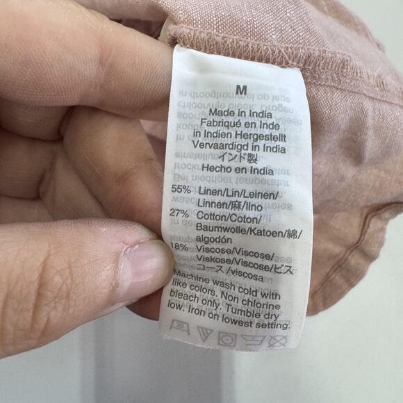 Madewell‎ Dress Womens Medium Pink Alexandra Linen Blend Button Front Mini - Picture 6 of 9